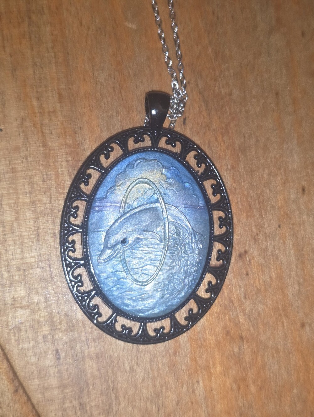 Ladies Dolphin Handmade Resin Pendant Necklace